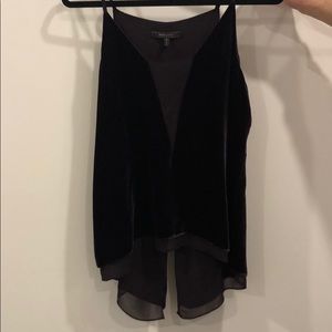 Velvet dark purple BCBG tank with sheer v-front